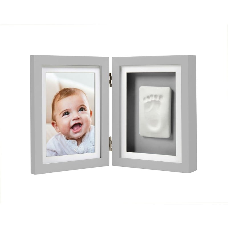 Kit rama foto dubla cu amprenta mulaj manuta sau piciorus - Pearhead - gri [3]