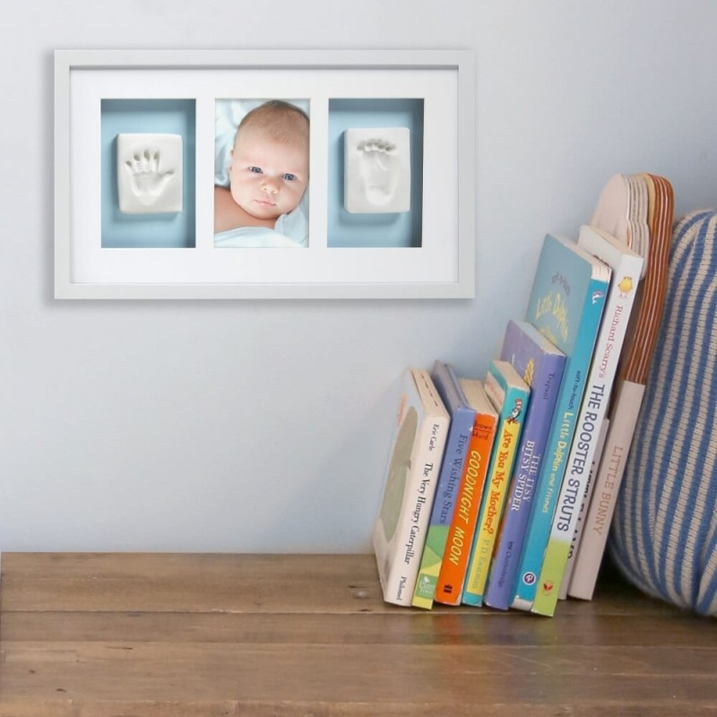 Kit rama foto simpla cu amprenta mulaj manuta si piciorus - Pearhead - alba [6]