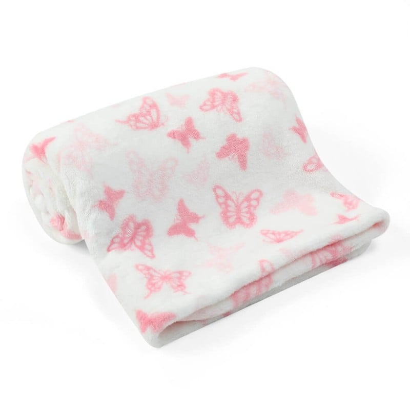 Paturica din fleece pentru bebelusi cu fluturasi roz - Mother's Choice [2]