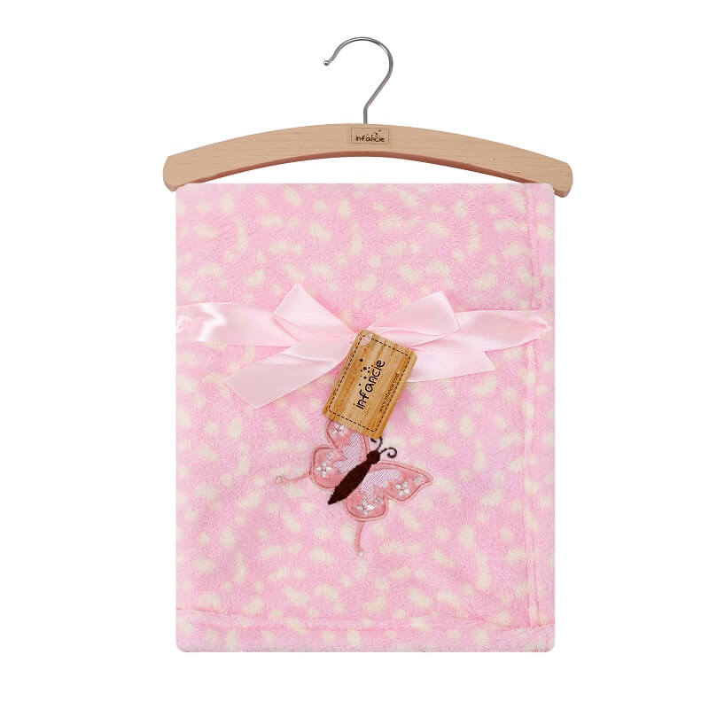 Paturica din fleece pentru fetite cu fluturasi roz - Mother's Choice [1]