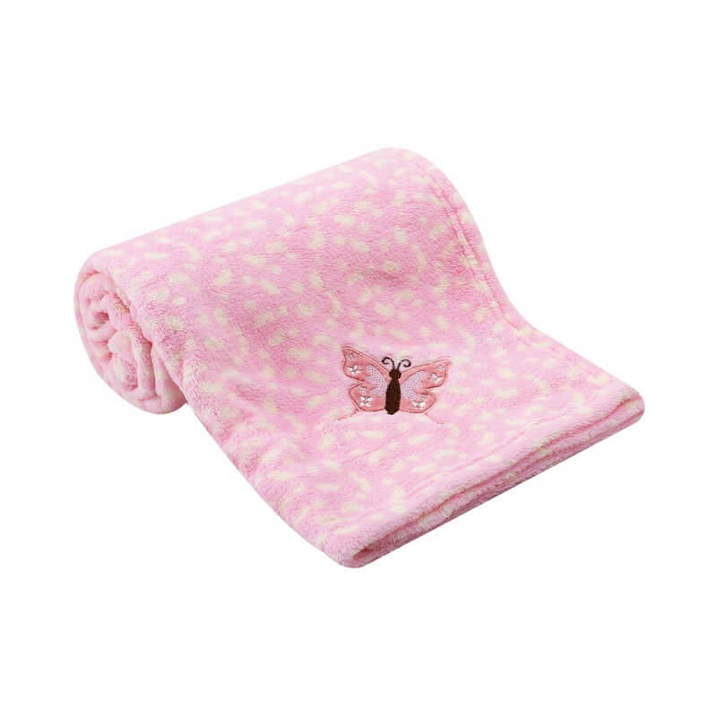 Paturica din fleece pentru fetite cu fluturasi roz - Mother's Choice [2]