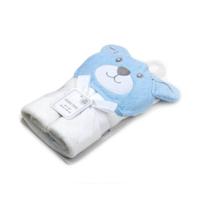 Prosop din bumbac cu gluga pentru bebelusi model ursulet bleu - Mother's Choice [2]