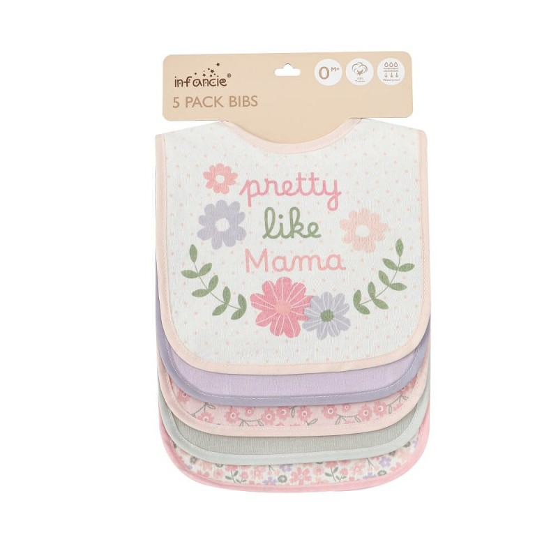 Set bavete pentru bebelusi 5 piese model floricele Infancie [2]
