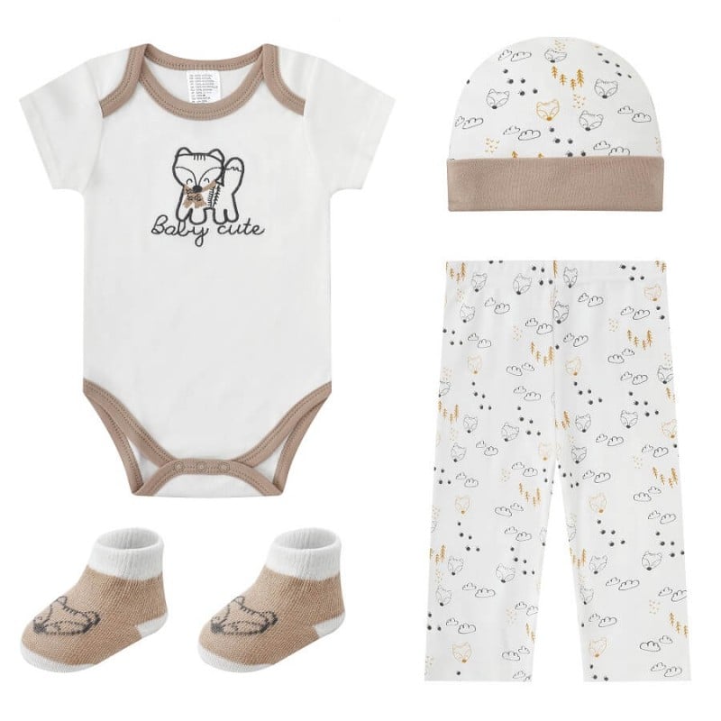 Set cadou nou nascuti 4 piese din bumbac model baby cute - Mother's Choice [2]