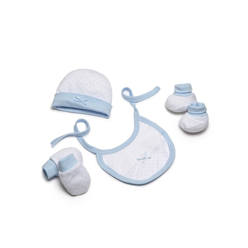Set cadou nou nascuti alb si bleu 4 piese bumbac Inter Baby [1]