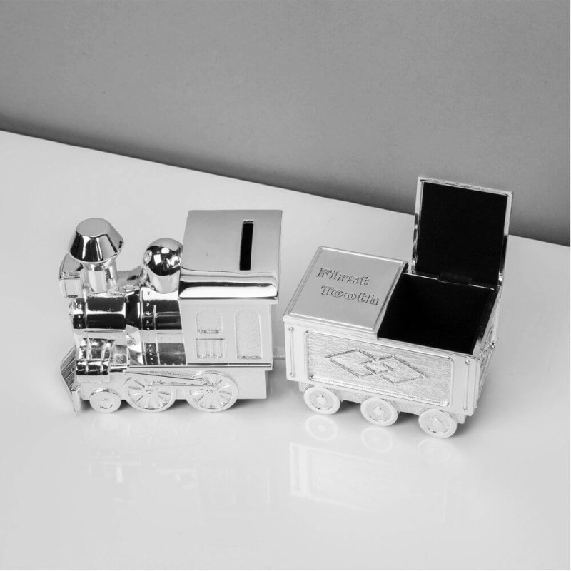 Trenulet argintat cu pusculita si spatiu pentru suvita si dintisor - Bambino by Juliana [2]