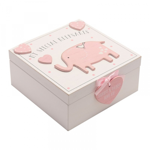 Cadouri bebelusi - Cutiuta amintiri roz din MDF My Special Keepbox - Petit Cheri