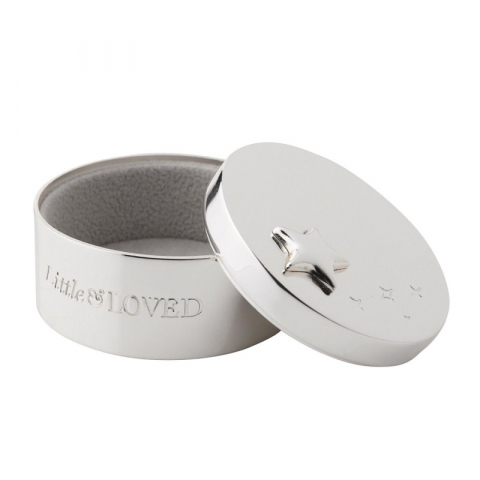 Cadouri bebelusi - Cutiuta argintata suvita sau dintisor model stelute Bambino by Juliana 