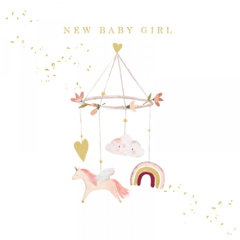 Felicitari si pungi cadou - Felicitare bebelusi model carusel New Baby Girl 