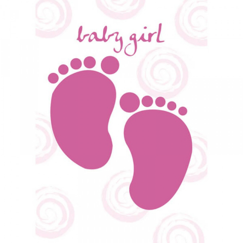Felicitari si pungi cadou - Felicitare bebelusi model picioruse New Baby Girl 