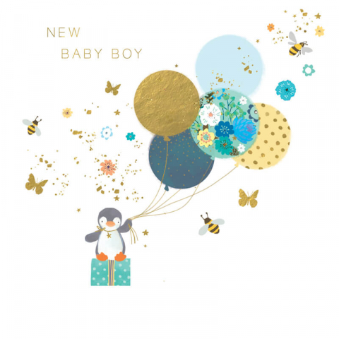 Felicitari si pungi cadou - Felicitare bebelusi model pinguin New Baby Boy 