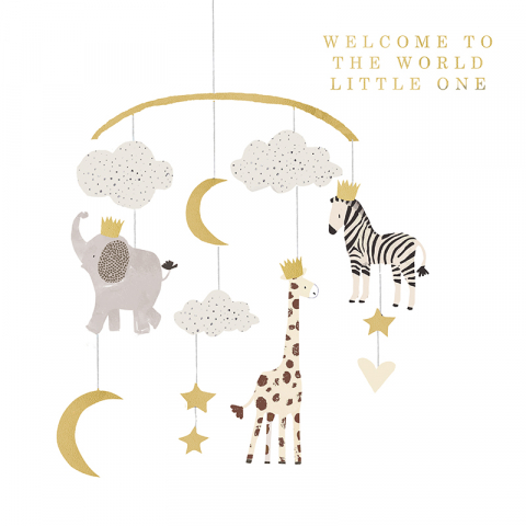 Felicitari si pungi cadou - Felicitare bebelusi Welcome to the World cu animalute