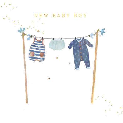 Felicitari si pungi cadou - Felicitare nou nascuti model costumase New Baby Boy