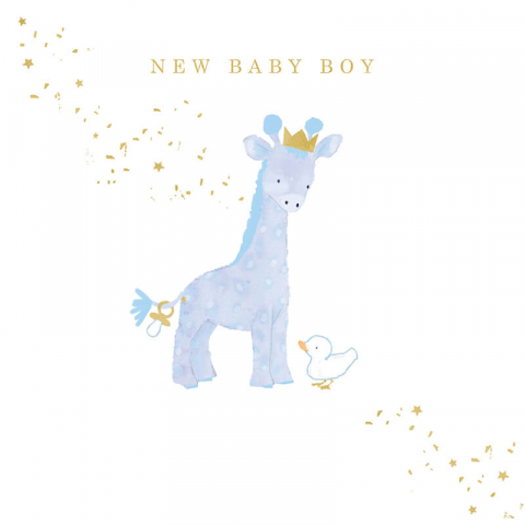 Felicitari si pungi cadou - Felicitare pentru nastere model girafa - New Baby Boy 