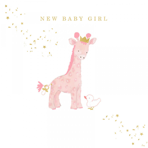 Felicitari si pungi cadou - Felicitare pentru nastere model girafa - New Baby Girl 