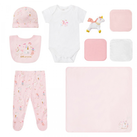 Seturi hainute bebelusi - Hainute bebelusi set 10 piese bumbac model unicorn - Infancie - marimea 3-6 luni