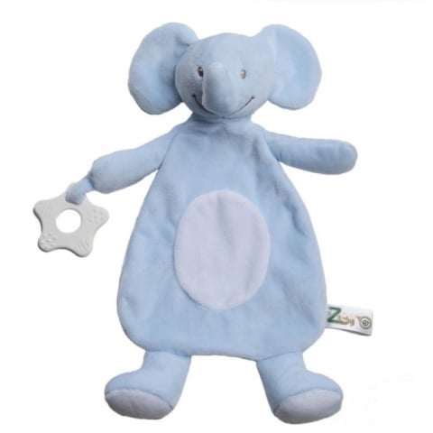 Jucarii - Jucarie de atasament pentru bebelusi cu element dentitie si elefantel bleu - Soft Touch