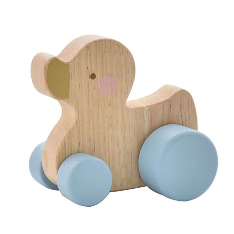 Jucarii - Jucarie din lemn de impins pentru bebelusi model ratusca bleu - Bambino by Juliana