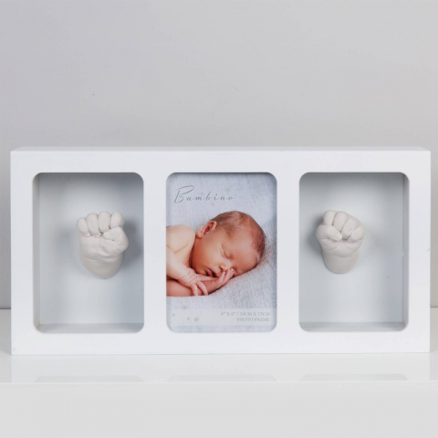 Kit amprenta bebelusi 3D pentru manuta si piciorus cu rama foto - Bambino by Juliana alba [1]