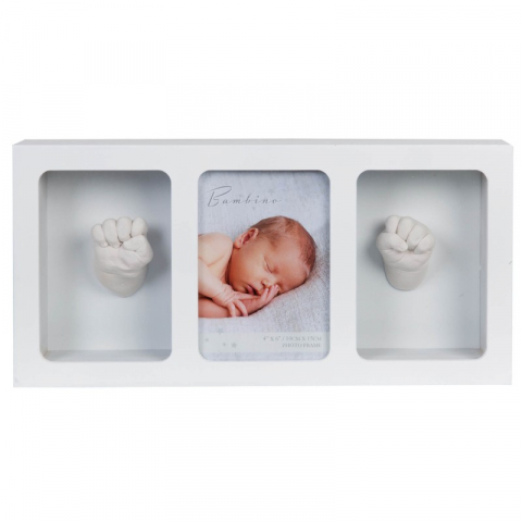 Kit-uri amprenta bebe - Kit amprenta bebelusi 3D pentru manuta si piciorus cu rama foto - Bambino by Juliana alba