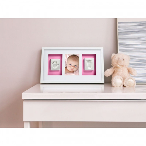 Kit rama foto simpla cu amprenta mulaj manuta si piciorus - Pearhead - alba [4]