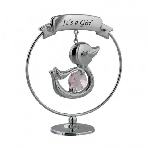 Cadouri botez - Marturie cu cristale Swarovski It's a Girl - model ratusca