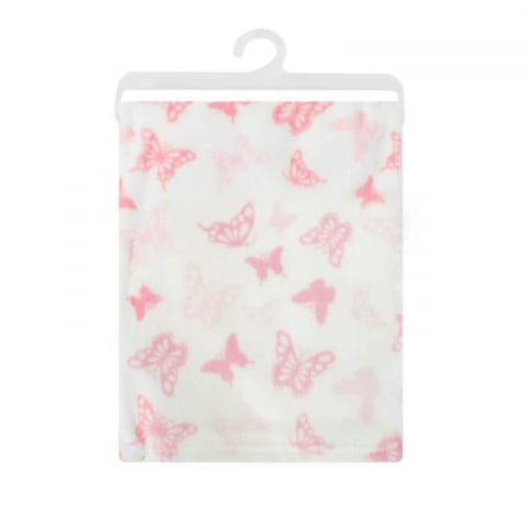 Paturici Bebelusi - Paturica din fleece pentru bebelusi cu fluturasi roz - Mother's Choice