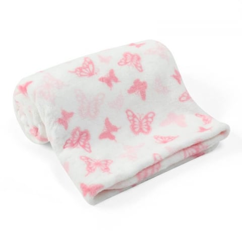 Paturica din fleece pentru bebelusi cu fluturasi roz - Mother's Choice [1]