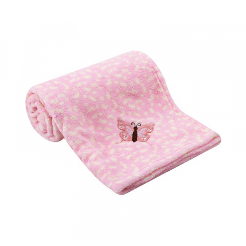 Paturica din fleece pentru fetite cu fluturasi roz - Mother's Choice [1]