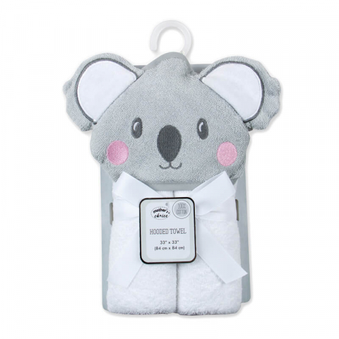 Camera bebelusului - Prosop din bumbac cu gluga pentru bebelusi model ursulet koala gri - Mother's Choice