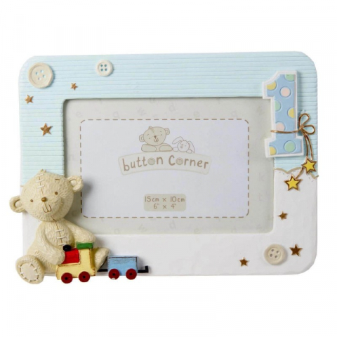 Cadouri prima aniversare - Rama foto bleu My First Birthday - Button Corner