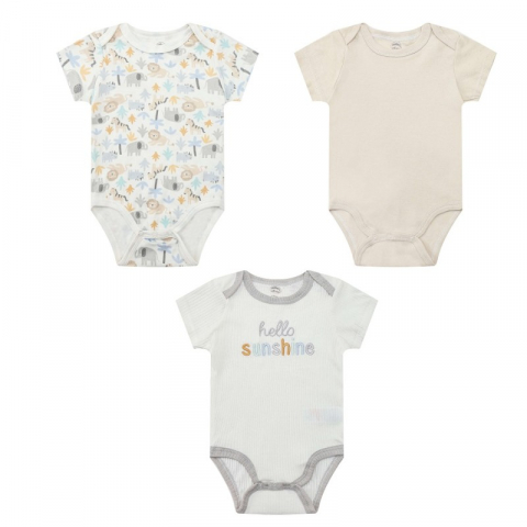Hainute bebelusi - Set body bebe 3 piese Hello Sunshine - marimea 0-3 luni