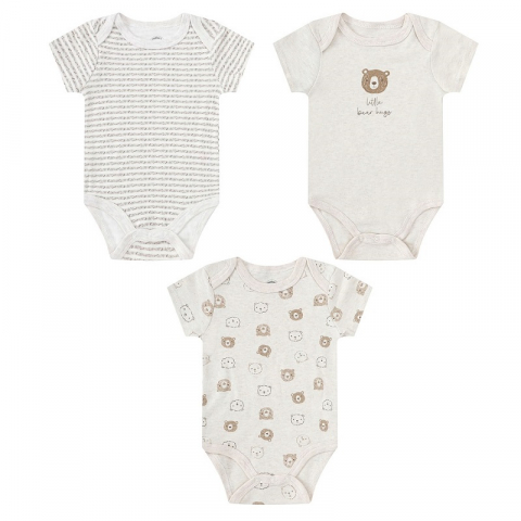 Hainute bebelusi - Set body bebe 3 piese model ursulet - marimea 0-3 luni