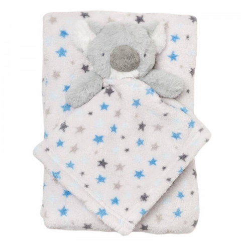Camera bebelusului - Set cadou 2 piese bebelusi - jucarie de plus Koala si paturica din fleece cu stelute