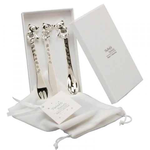 Cadouri botez - Set cadou 3 tacamuri argintate bebelusi - Twinkle Twinkle