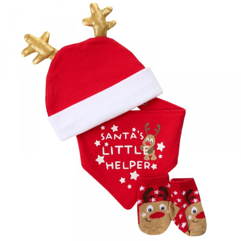 Cadouri bebelusi - Set cadou Craciun 3 piese bebe model ren Baby Town