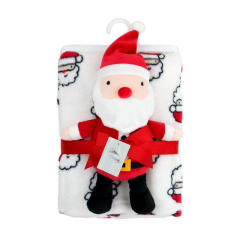 Cadouri Craciun - Set cadou Craciun cu paturica din fleece si jucarie Santa - Mother's Choice