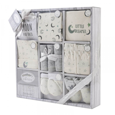 Seturi cadou bebelusi - Set cadou nou nascuti 10 piese din bumbac model little dreamer - Mother's Choice