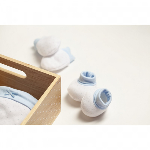 Set cadou nou nascuti alb si bleu 4 piese bumbac Inter Baby [6]