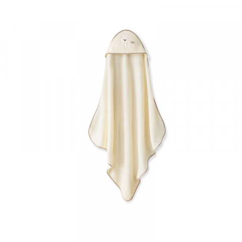 Set cadou pentru bebelusi cu prosop de baie si bavetica crem Inter Baby - model ursulet [1]