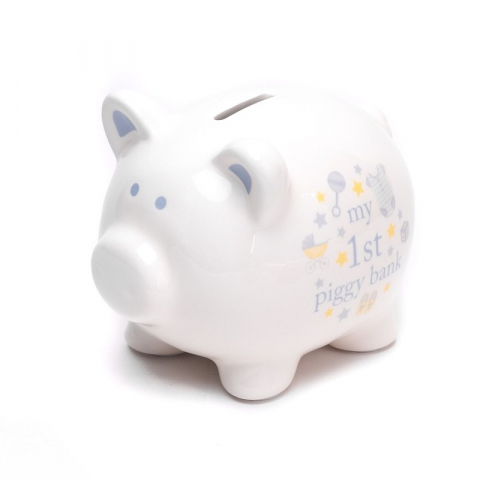 Set cadou pusculita si cutiute bleu din ceramica Hello Baby [3]