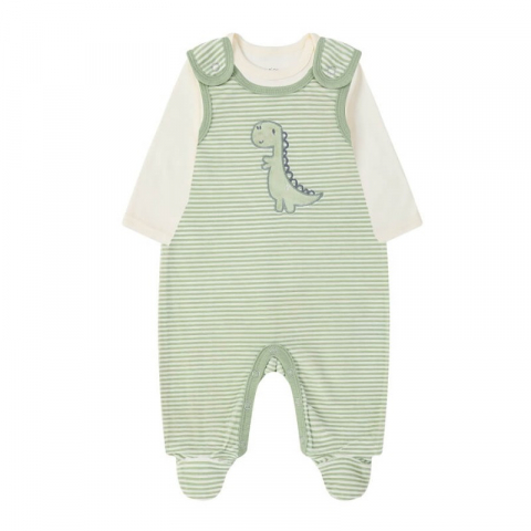 Hainute bebelusi - Set salopeta si body bebe model dinozaur - marimea 3-6 luni