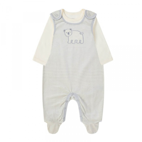 Hainute bebelusi - Set salopeta si body bebe model urs polar - marimea 3-6 luni