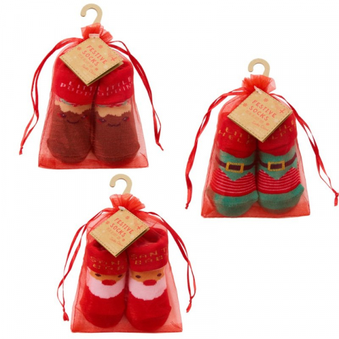 Cadouri Craciun - Sosete bebelusi pentru Craciun 0-6 luni model elf Festive Socks