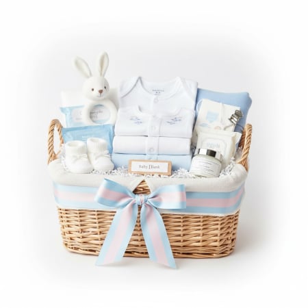 Cadouri pentru Nou-născuți - Pachetul „Primii Pași în Poveste” – Coș Cadou pentru Nou-Născuți