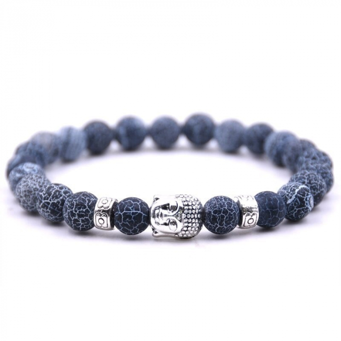 Bratara Buddha Blue light AVAMSI din roca vulcanica, pietre semipretioase, unisex, reglabila BB122 [1]