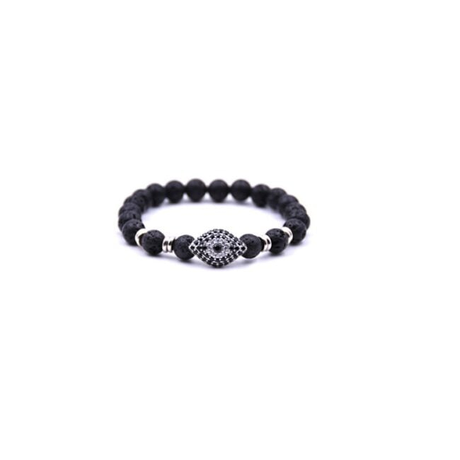 Bratara Silver White AVAMSI din roca vulcanica, pietre semipretioase, unisex, reglabila BB102 [1]