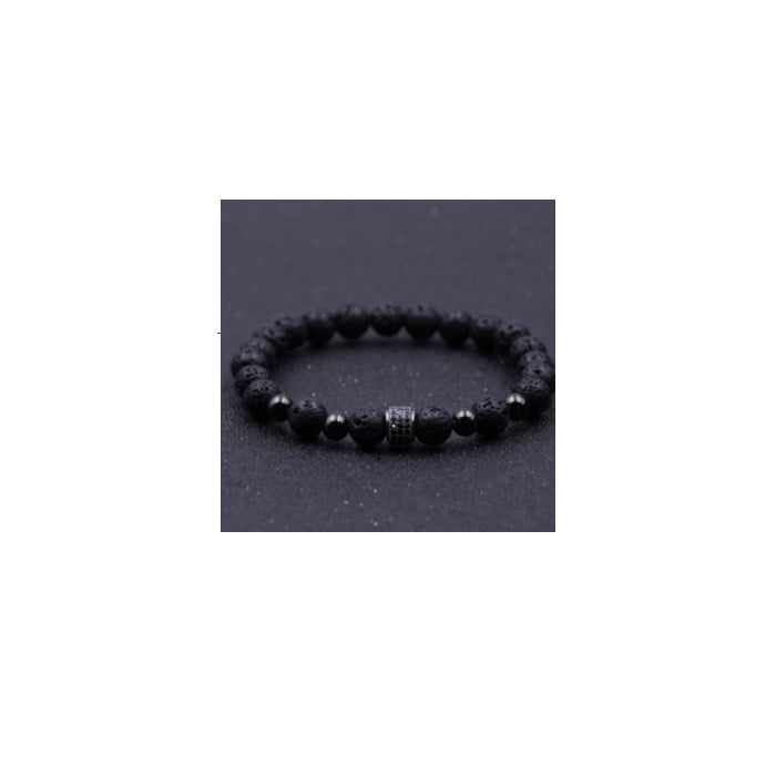 Brățară unisex Kare 4707 din rocă vulcanică, cristale Zirconiu, placată cu aur ruteniu 18k – Feng Shui, echilibru și protecție [1]