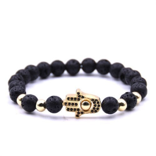 Brățară unisex Lasse 4713 cu roca vulcanică și cristale Zirconiu, placată cu aur galben 18k – Feng Shui și eleganță [1]