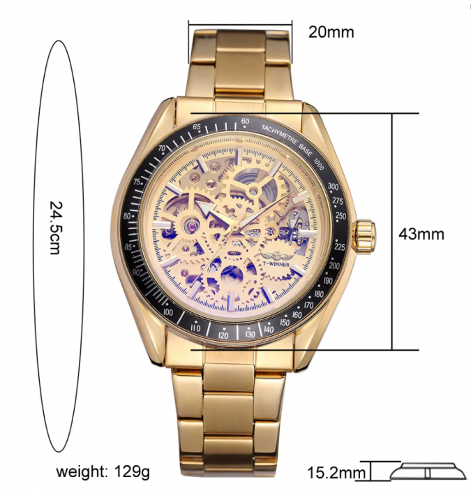 Ceas Luxury T-Winner, 5427,  Mecanic / Automat + Cutie , Geam Cristal Mineral / Hardlex BTG-WRG8152M4T1 [4]